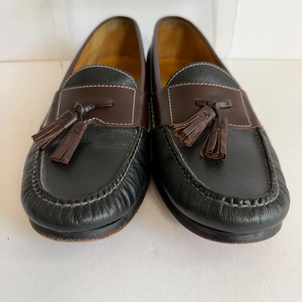 Cole Haan Tassel Loafers 10.5 Black Brown Leather‎ Dress Shoes Preppy Office